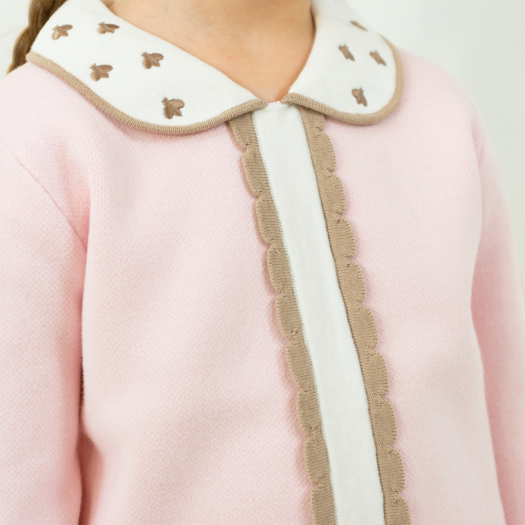 Scallop Mjuk Stickad Tröja med krage