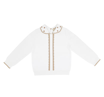 Scallop Mjuk Stickad Tröja med krage 