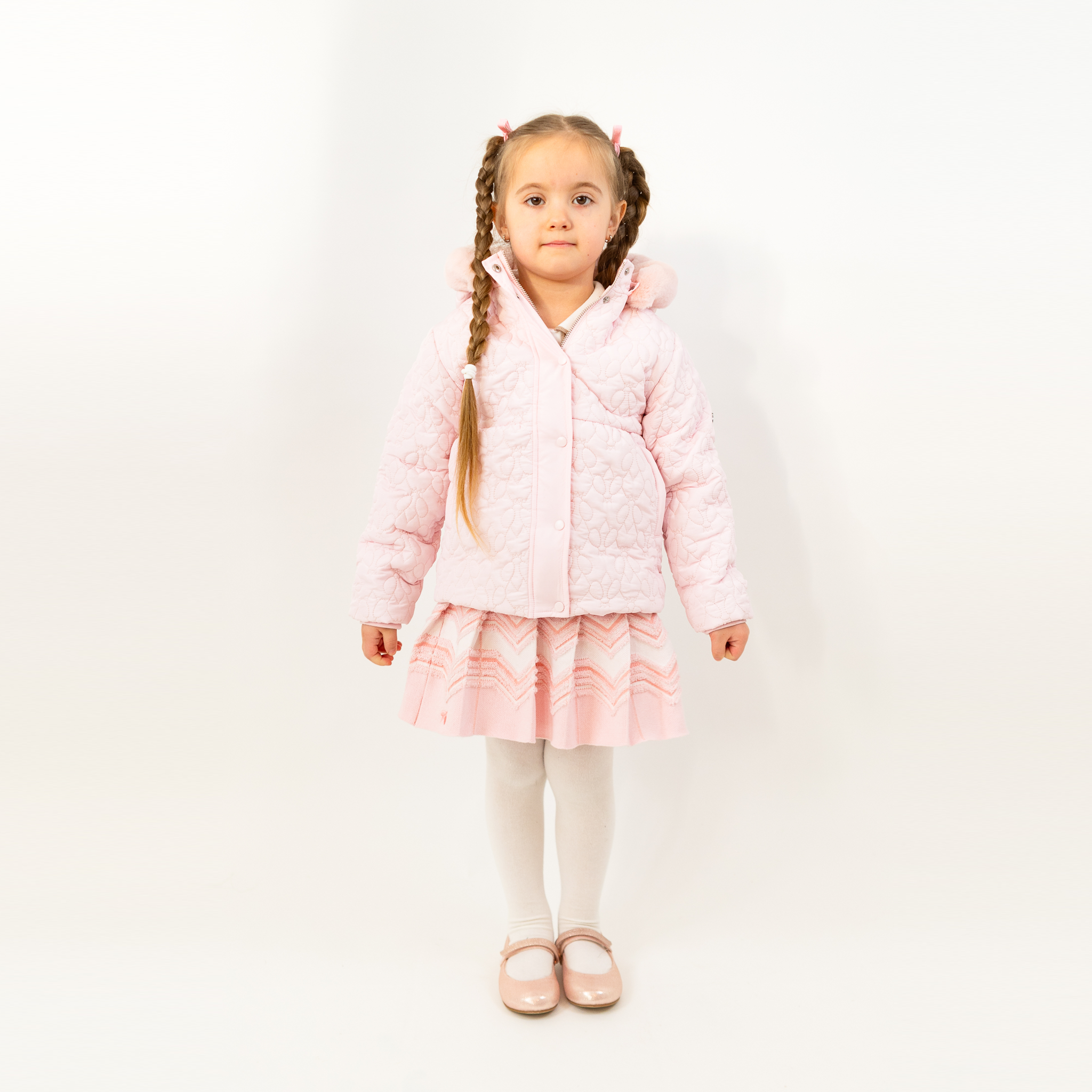 Beatrice Quiltad Jacka med avtagbar huva med Fuskpäls