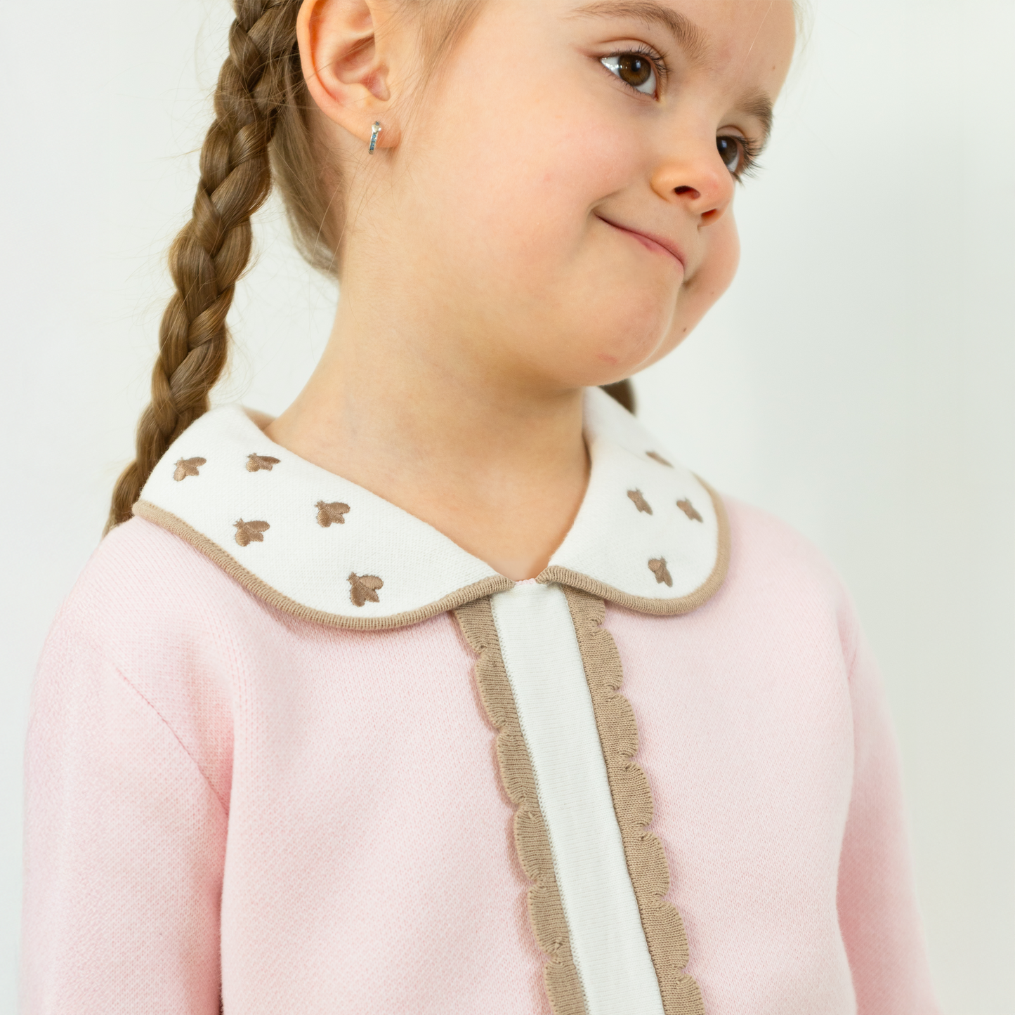 Scallop Mjuk Stickad Tröja med krage 