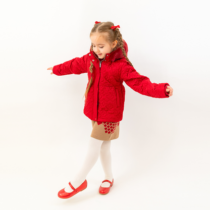 Beatrice Quiltad Jacka med avtagbar huva med Fuskpäls