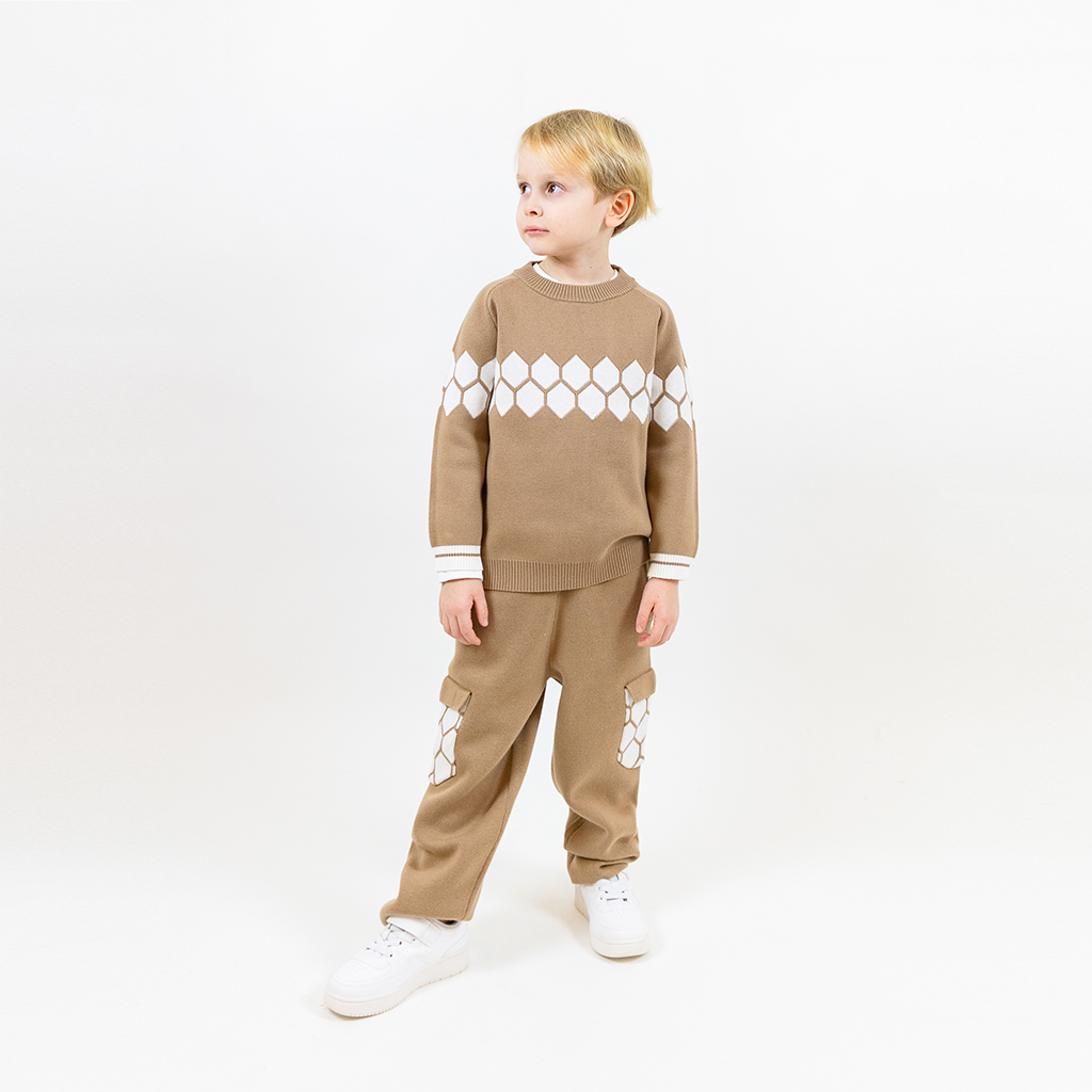 Hexagon Mjuk Stickade Cargo Byxor