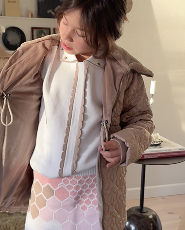 Scallop Mjuk Stickad Tröja med krage 